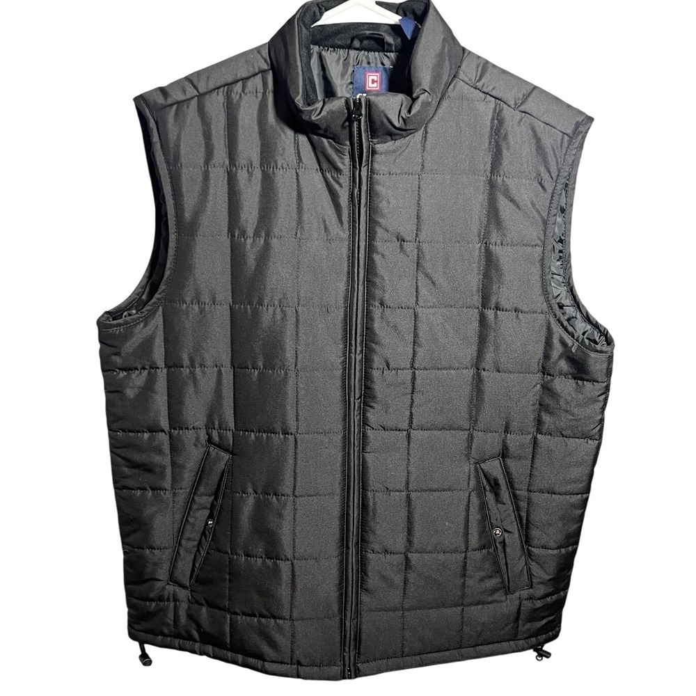 Chaps Men's Black Quilted Puffer Vest Full Zip Stand Collar Size Large L